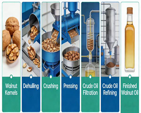 Cold Press walnut oil Process Flow
